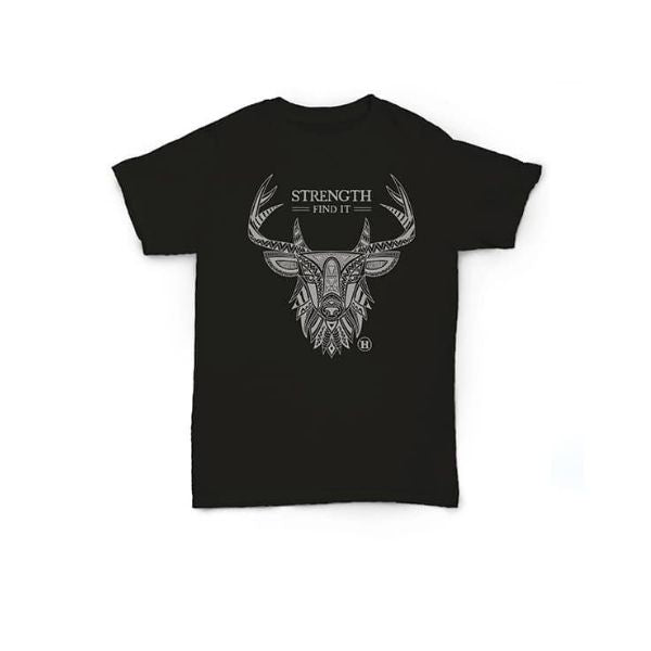 Hemp T Shirt Totem Series Deer Black