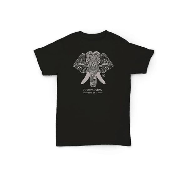 Hemp T Shirt Totem Series Elephant Black