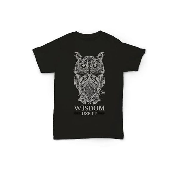 Hemp T Shirt Totem Series Owl Black