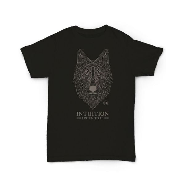 Hemp T Shirt Totem Series Wolf Black