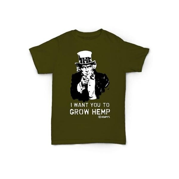 Hemp T Shirt Uncle Sam Green