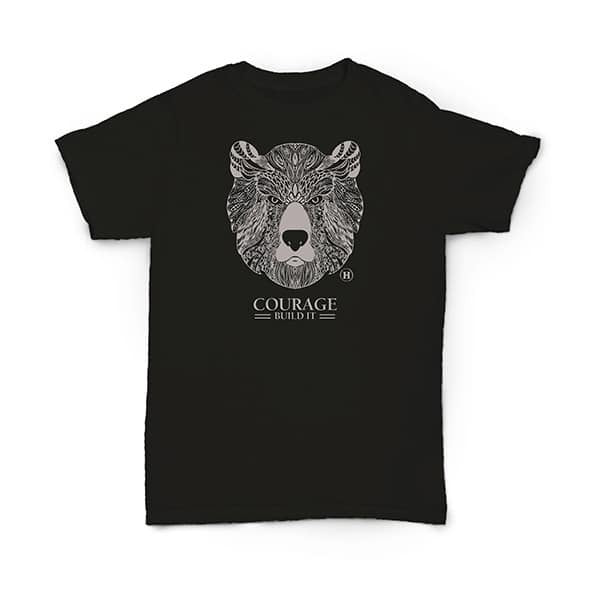 Hemp T Shirt Totem Series Bear Black
