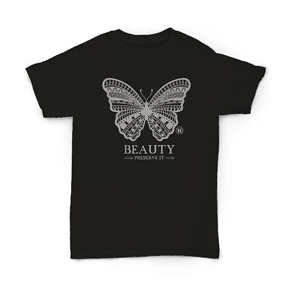 Hemp T Shirt Totem Series Butterfly Black
