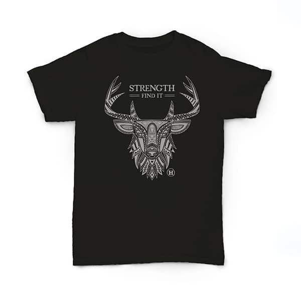 Hemp T Shirt Totem Series Deer Black