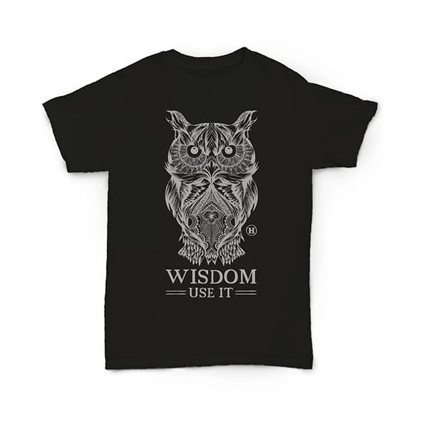 Hemp T Shirt Totem Series Owl Black