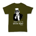 Hemp T Shirt Uncle Sam Green