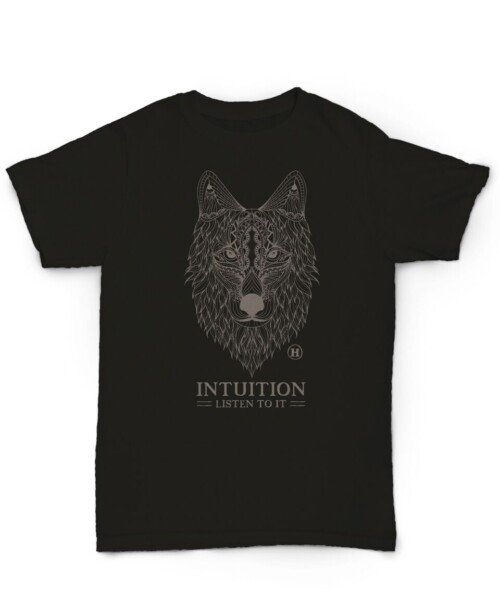 Hemp T Shirt Totem Series Wolf Black